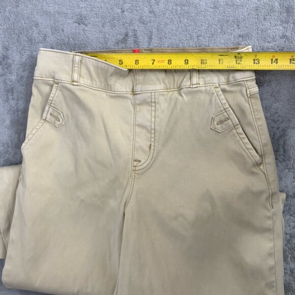 Spanx Pants Women's Size Medium Beige Stretch Twill Cropped Wide Leg Pockets 23” - Picture 7 of 13